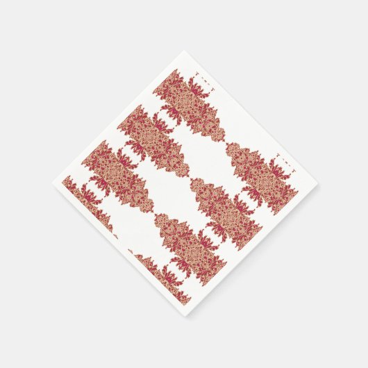 Rood en sinaasappel bloemontwerp met siergrafiek servet (Hoek)