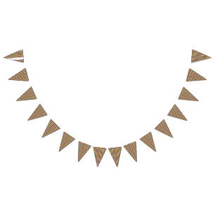 Rood en sinaasappel inpakpapier met een glanzende vlaggetjes