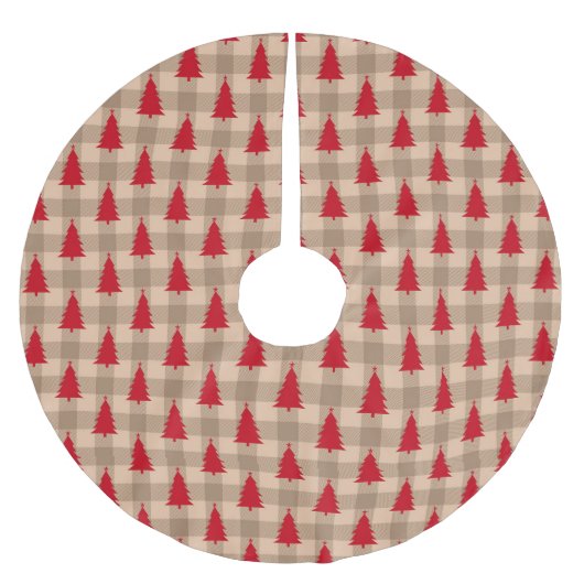 Rood en Tan Boerderij Rustiek Kerstboom Rok (Voorkant)