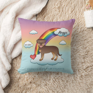 Rood en Tan Rottweiler Cute Dog Rainbow Memorial Kussen
