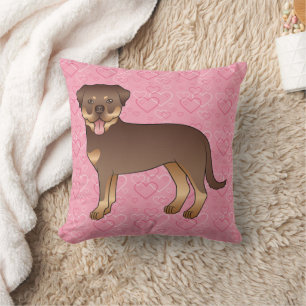 Rood- en Tan-rottweiler op roze harten Kussen