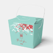 Rood en Turquoise Bamboo trekt Chinees huwelijk ui Bedankdoosjes (Voorkant Zijde)