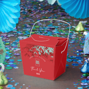 Rood en Turquoise Bamboo trekt Chinees huwelijk ui Bedankdoosjes