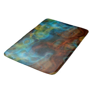 rood en turquoise blauw rokerig marmer abstract badmat