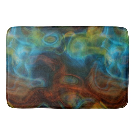 rood en turquoise blauw rokerig marmer abstract badmat (Voorkant)