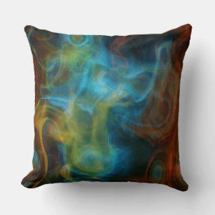 rood en turquoise blauw rokerig marmer abstract kussen