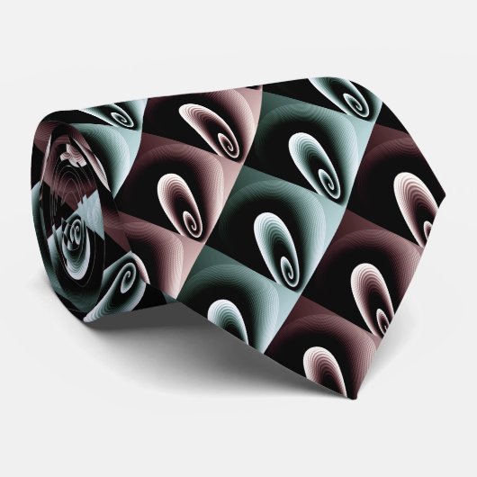 Rood en Turquoise KOEL Modern Patroon Stropdas (Opgerold)