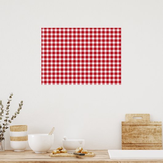 Rood- en White Gingham Style Poster (Keuken)