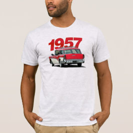 Rood en wit 1957 Strijdwagen T-shirt voor het stat