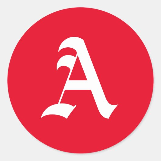 Rood en Wit "A" Ronde Sticker (Voorkant)