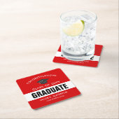 Rood en wit aangepast Afstuderen Vierkante Kartonnen Onderzetter (Insitu)