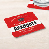 Rood en wit aangepast Afstuderen Vierkante Kartonnen Onderzetter (Schuin)