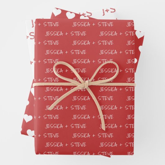 Rood en wit Aangepaste naam en Initialen Inpakpapier Vel (In situ)