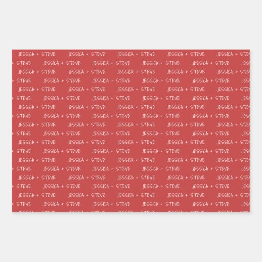 Rood en wit Aangepaste naam en Initialen Inpakpapier Vel (Voorkant)