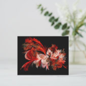 Rood en wit abstract design op zwart briefkaart (Staand voorkant)