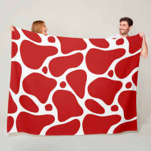 Rood en wit abstract girafpatroon fleece deken