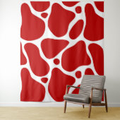 Rood en wit abstract girafpatroon wandkleed (In situ)