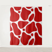 Rood en wit abstract girafpatroon wandkleed (Voorkant)