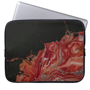 Rood en wit abstract schilderij laptop sleeve