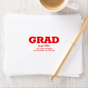 Rood en wit Afstuderen retouradres Etiket