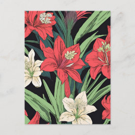 Rood en wit Amaryllis Floral Design Briefkaart