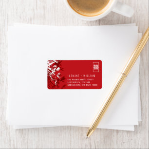 Rood en wit bamboe vertrekt Chinees huwelijksadres Etiket