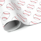 Rood en Wit Baseballs | Elke achtergrondkleur Cadeaupapier (Rol Hoek)