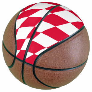Rood en Wit Beiers Diamanten Vlag Patroon Basketbal