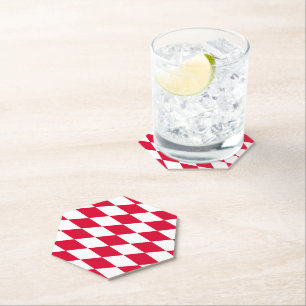 Rood en Wit Beiers Diamanten Vlag Patroon Kartonnen Onderzetters