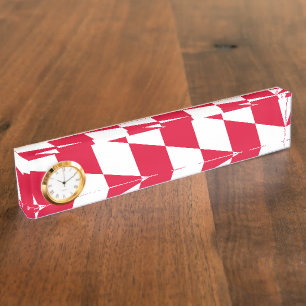 Rood en Wit Beiers Diamanten Vlag Patroon Naambordje