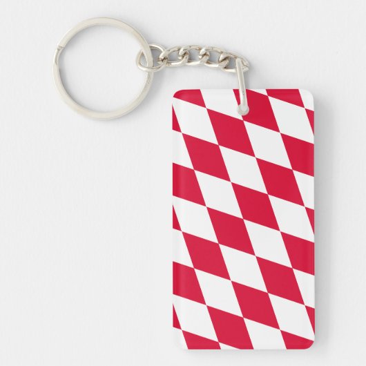 Rood en Wit Beiers Diamanten Vlag Patroon Sleutelhanger (Voorkant)