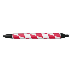 Rood en Wit Beiers Diamanten Vlag Patroon Zwarte Inkt Pen