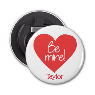 Rood en Wit ben het Hart van de Mijn Button Flesopener