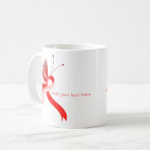 Rood en Wit Bewustzijnslint Vlinder Koffiemok (Voorkant links)