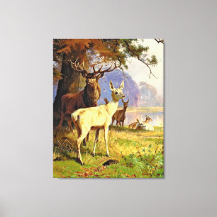 Rood en wit bier nabij een boshond canvas afdruk