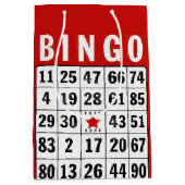 Rood en wit Bingo Kaart Medium Cadeauzakje (Voorkant)