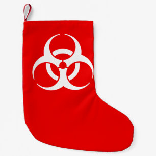 Rood en wit biohazard-symbool kleine kerstsok