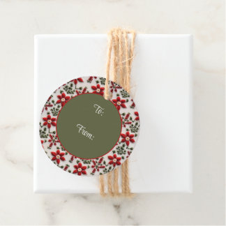 Rood en Wit Bloemen Borduurwerk Bedankjes Labels