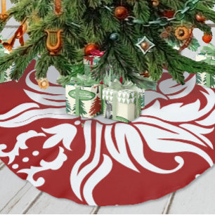 Rood en Wit Bloemen Damast Vrolijk Kerstfeest Kerstboom Rok