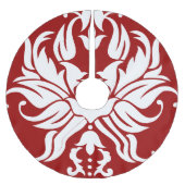 Rood en Wit Bloemen Damast Vrolijk Kerstfeest Kerstboom Rok (Voorkant)