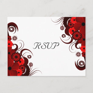 Rood en Wit Bloemen Elegante RSVP Antwoorden Brief Uitnodiging Briefkaart