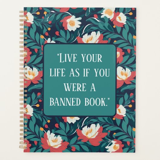 Rood en Wit Bloemen Gepersonaliseerde Citaat Planner (Voorkant)