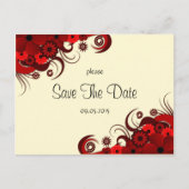 Rood en Wit Bloemen Opslaan De Datum Aankondiginge Aankondigingskaart (Voorkant)
