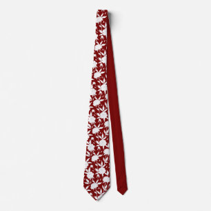 Rood en Wit Bloemen Patroon Groomsmen Wedding Stropdas