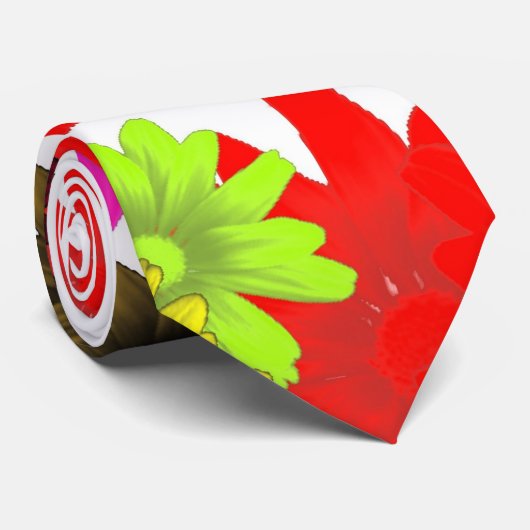 Rood en wit bloemig stropdas (Opgerold)