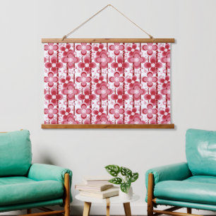 Rood en wit bloemmotief hangend wandkleed