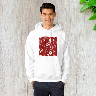 Rood en wit bloemmotief hoodie