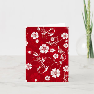 Rood en wit bloemmotief kaart