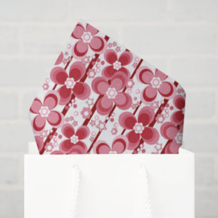 Rood en wit bloemmotief tissuepapier