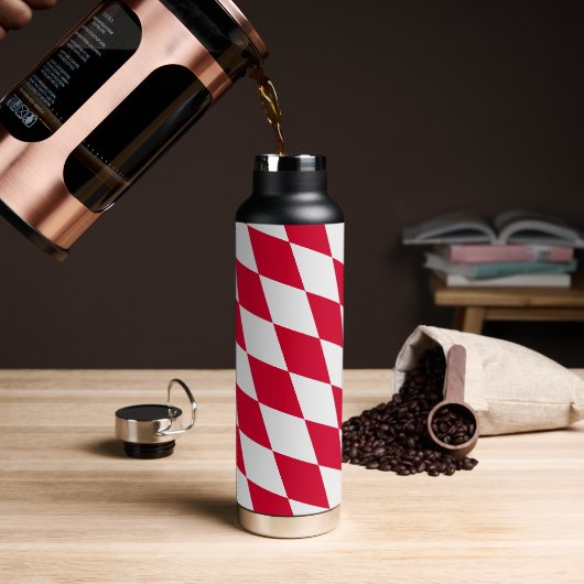 Rood en Wit Boven-Franse Diamant Vlag Patroon Waterfles (Koffie)